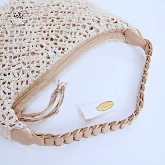 NWT Talbots Straw Shoulder Bag Beige - Picture 12 of 14